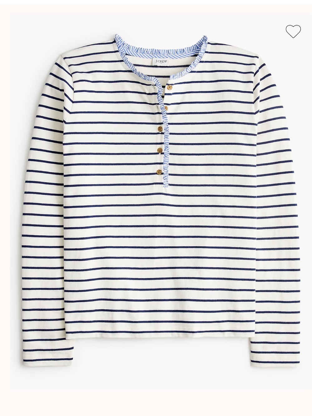 J. Crew Striped ruffle-collar henley